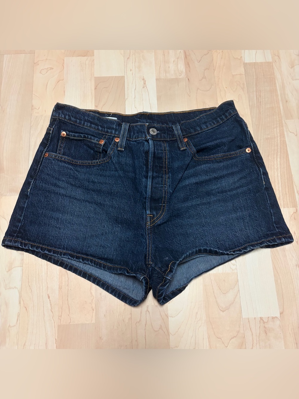 Levi's Dark Blue High-Rise Denim Shorts